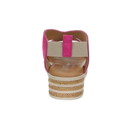 Różowe skórzane sandały damskie na platformie Hiszpańskie El Pimpi
