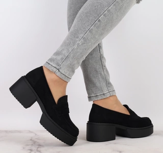 Modne półbuty damskie mokasyny na grubej podeszwie platformie  VINCEZA