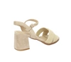 Beżowe sandały damskie na szerokim zamszowym klocku Jezzi