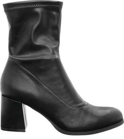 Czarne botki damskie na obcasie wiosenne przejściowe Jezzi