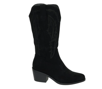 Czarne kozaki typu kowbojki na niskim obcasie ocieplane na zimę VINCEZA