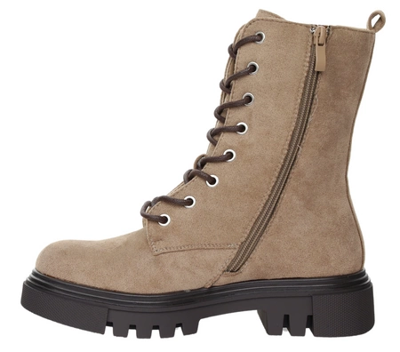 Beżowe traperki damskie ocieplane na grubej platformie Jezzi