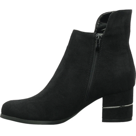 Czarne zamszowe botki damskie na klocku Jezzi