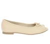 Beżowe baleriny damskie skórzane z odkrytymi palcami RYŁKO