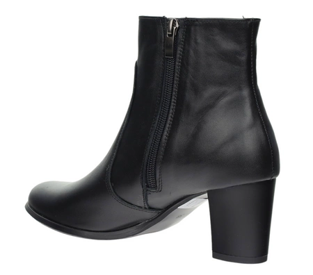 Skórzane botki damskie zimowe czarne na obcasie Polskie Gino Fabiani