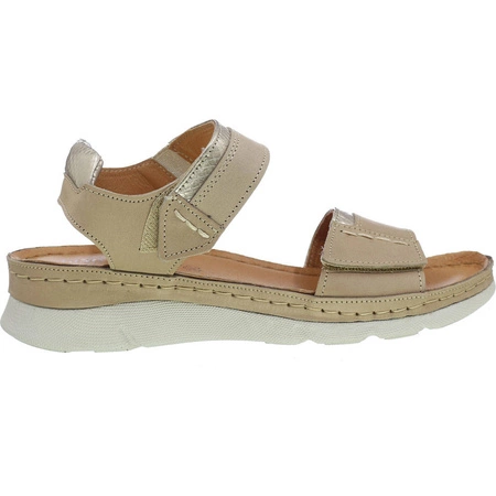 Sandały damskie skórzane na rzepy na co dzień szyte Gino Fabiani - Produkt Polski