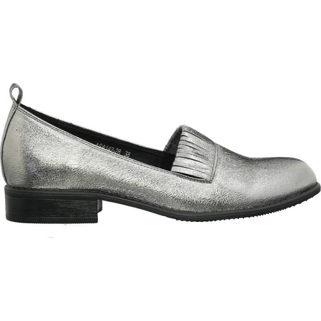 Srebrne półbuty damskie wsuwane płaskie Jezzi ASA142-28