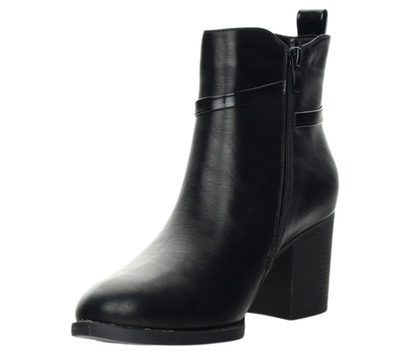 Eleganckie i wygodne botki damskie ocieplane na zamek na obcasie Jezzi