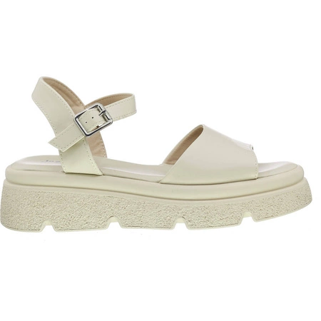 Beżowe sandały damskie na płaskiej ciężkiej podeszwie Jezzi