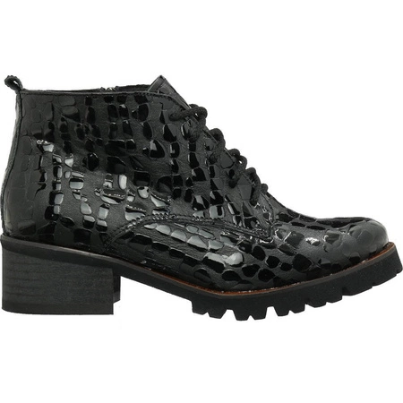 Półbuty skórzane damskie botki płaskie czarne Gino Fabiani