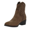 Zamszowe ażurowe botki kowbojki na płaskim obcasie czekoladowe Jezzi
