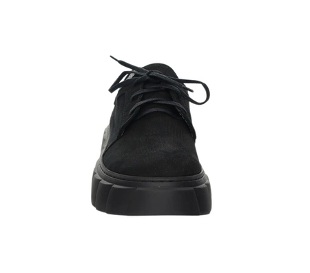 Czarne skórzane adidasy na platformie Polska Firma Gino Fabiani