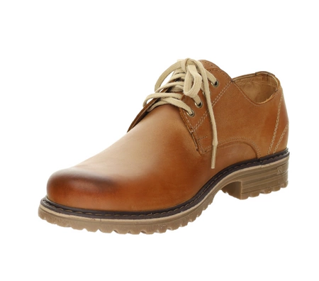 Karmelowe skórzane półbuty męskie trapery niskie derby POLBUT
