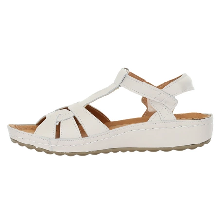 Beżowe sandały damskie ze skóry naturalnej komfortowe Gino Fabiani - Produkt Polski