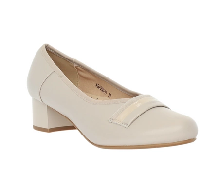 Komfortowe czółenka ze skórzaną wkładką na niskim obcasie Jezzi