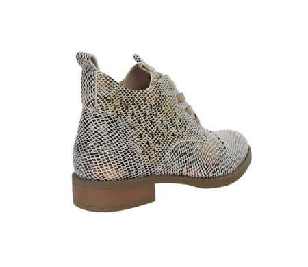 Wiosenne botki damskie płaskie złote wężowa skóra Jezzi