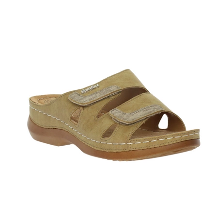 Profilowane klapki damskie na rzepy i grubej podeszwie Jezzi