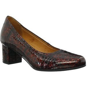 Półbuty damskie skórzane na klocku bordowe Gino Fabiani