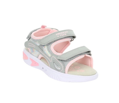 Elegancko-sportowe sandały dziecięce dla dziewczynki na rzepy świecące podeszwy American