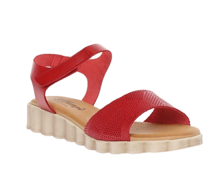 Czerwone skórzane sandały płaskie komfortowe Hiszpańskie El Pimpi - Made in Spain