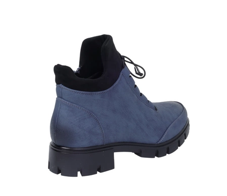 Damskie zimowe traperki płaskie granatowe ocieplane Jezzi