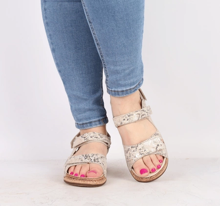 Eleganckie ortopedyczne sandały damskie skórzane na rzepy HELIOS