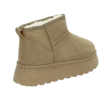 Beżowe botki EMU na grubej platformie ocieplane śniegowce