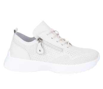 Beżowe skórzane adidasy damskie eleganckie i oddychające VINCEZA