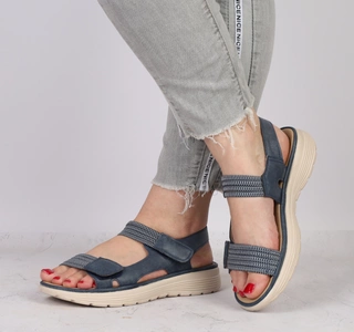 Granatowe lekkie sandały damskie płaskie komfortowe Jezzi