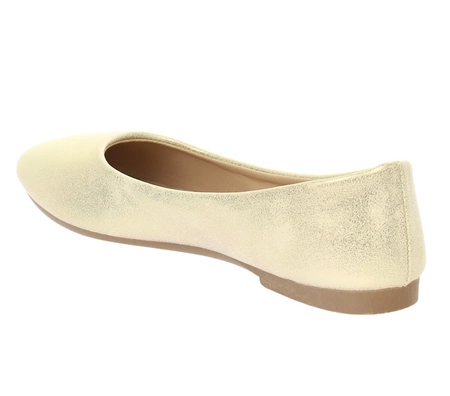 Złote baleriny damskie płaskie baletki Jezzi
