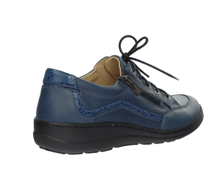 Granatowe półbuty damskie skórzane na zamek i sznurowadła Helios 411