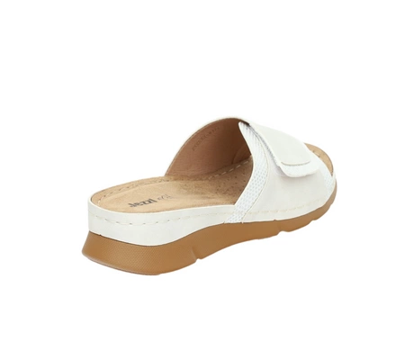 Białe klapki damskie na wygodnej podeszwie regulowane na rzepy szpitalne Jezzi