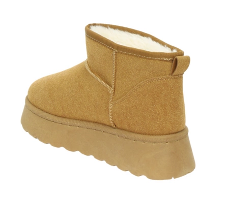 Brązowe botki EMU na platformie śniegowce na grubej podeszwie