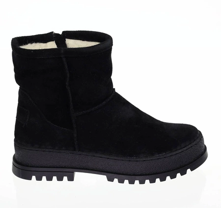 Czarne płaskie botki Emu ocieplane naturalną wełną Polskie Gino Fabiani