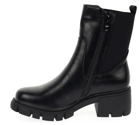 Czarne trapery botki damskie na grubej podeszwie Jezzi