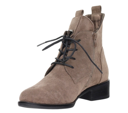 Zamszowe szare botki damskie płaskie ocieplane Gloria