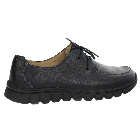 Czarne półbuty damskie skórzane szyte Helios 403
