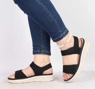 Czarne sandały damskie lekki i komfortowe na rzepy Jezzi