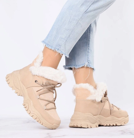 Śniegowce damskie sneakarsy ocieplane futerkiem Jezzi