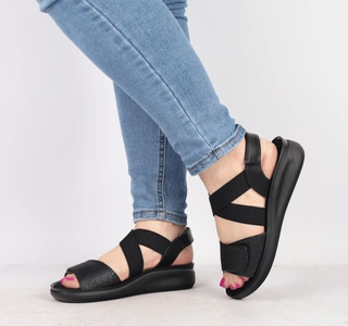 Czarne komfortowe sandały damskie regulowane Jezzi