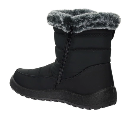 Czarne ciepłe i eleganckie śniegowce damskie buty termiczne wodoodporne Jezzi