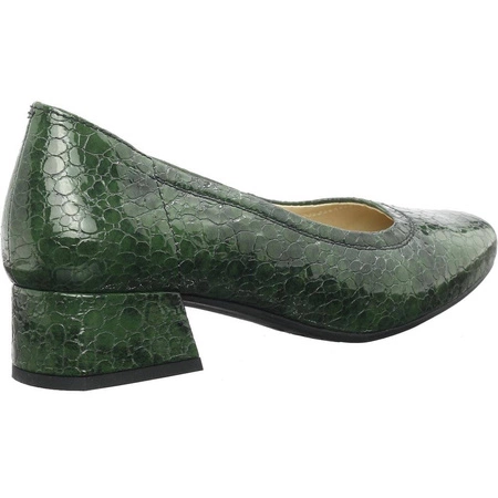 Ciemnozielone czółenka damskie skórzane Polskie Gino Fabiani