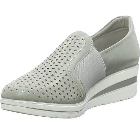 Szare buty damskie slip-on na koturnie Jezzi