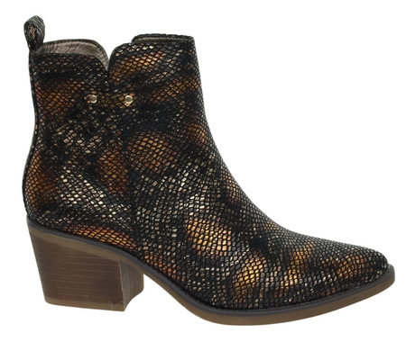 Eleganckie czekoladowe botki kowbojki niskie brązowe wężowa skóra Katrin