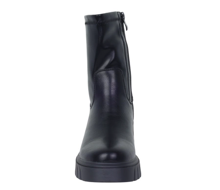 Czarne botki damskie wysokie na grubej platformie licowe Jezzi