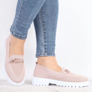 Wygodne mokasyny damskie półbuty płaskie pudrowy róż  NEWS