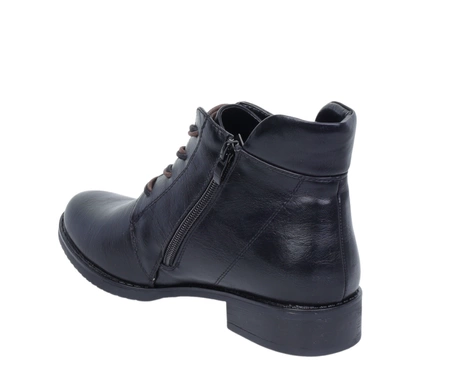 Czarne półbuty damskie zimowe ocieplane garniturowe botki Jezzi