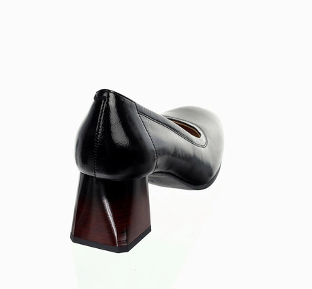 Czarne skórzane buty na obcasie komfortowe i eleganckie Gino Fabiani