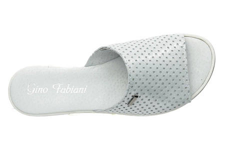 Klapki damskie skórzane białe Gino Fabiani