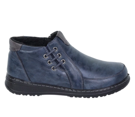 Granatowe trzewiki damskie ciepłe komfortowe buty zimowe UNISOFT